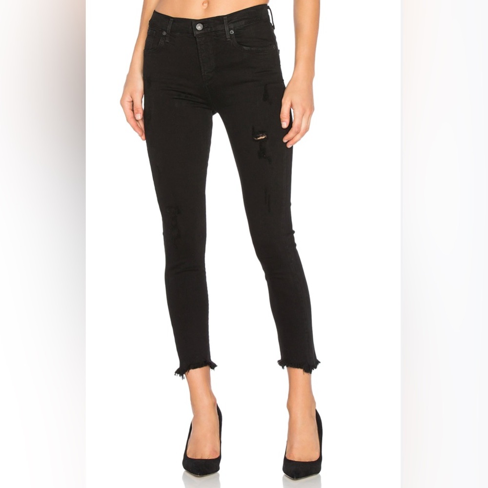 AGOLDE SOPHIE HIGH RISE SKINNY CROP HARLOW DESTRUCT WOMENS SIZE 27